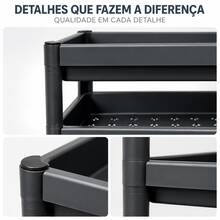 1 Prateleira Organizadora de 4 Andares em Plástico Preto, Estante Multiuso para Banheiro, Cozinha e Lavanderia, Estrutura Robusta e Estável, Design Vazado, Fácil de Montar, 100cm de Altura, Ideal para Organização de Primavera e Mudança de Casa - Grande Preto - Visão 7