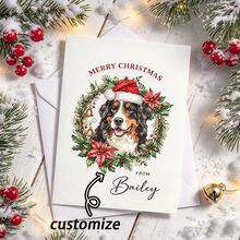 Customized Christmas Card With Pet Portrait, Personalized Dog Card, Personalized Card Customization, Thank You Card, Cat Birthday Card - Pet Greeting Card - View 1