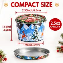 10pcs Festive Christmas Candle Jars, Assorted Metal Candle Tins With Lids, Santa Reindeer Snowman & Christmas Tree Designs, DIY Candle Making Containers For Holiday Gifts, Party Favors & Home Decor - Cupcake Liner - Christmas No. 4 - View 7