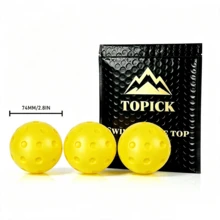 TOPICK 2/3 Pcs Yellow Silent Foam Pickleball Balls Low Noise No Disturbing Training Paddle Rackets Balls High Performance Durable Precise Pickleballs - Yellow - View 7