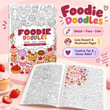 Creative Doodle Coloring Book For Adults & Teens, Foodie Desserts & Cute Monsters, Sketch Trace & Color Activity Pages, Cute Easy Designs For Stress Relief, Relaxation & Mindfulness, Screen-Free Art Fun, Holiday Birthday Travel Gift - Creative Doodle Coloring - View 2