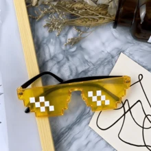 Pixel Mosaic Funny Party Glasses, PVC One-Piece Cut Lightweight Pressure-Free Nose Design, Retro Viral Funny Eyeglasses, Theme Party Birthday Wedding Gathering Photo Props, Fun Quirky Costume Accessories, Multiple Options Available Holiday Atmosphere Decorative Gift - A - View 17