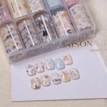 Hand-Painted Doodle Spring Nail Art Transfer Paper Cute Girl Patchwork Star Pet Nail Decoration - Multicolor - View 18