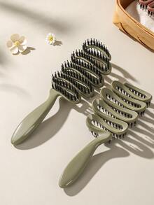 Large Hair Comb With Colorful Ribbon, Boar Bristle Scalp Massage Brush For Men And Women, Volumizing Hair Styling Comb For Girls, Volumizing Hair, Maintaining Hair Strands, Massage Comb, Scalp Comb, High-End Premium Comb, Cleaning Comb - Multicolor - View 7