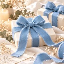 3mm/4mm/5mm Medium Blue Denim Ribbon 1.5m, Suitable For Gift Box Tying, Wreath Wrapping, Greeting Cards And Chair Back Decoration - Multicolor - View 2