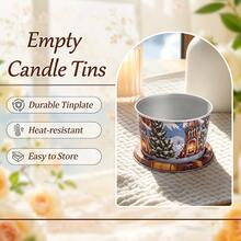10pcs Festive Christmas Candle Jars, Assorted Metal Candle Tins With Lids, Santa Reindeer Snowman & Christmas Tree Designs, DIY Candle Making Containers For Holiday Gifts, Party Favors & Home Decor - Cupcake Liner - Christmas No. 4 - View 6