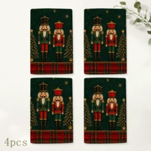 2pcs Nutcracker Pine Tree Dark Vintage Hand Towels, Suitable For Kitchen, Bathroom, Toilet, Holiday Kitchen Decor, Winter Home Decoration, Christmas Gift Set - Multicolor - View 10