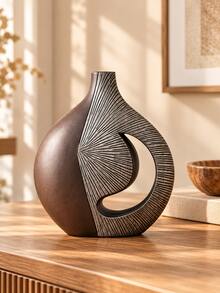 1pc Modern Decorative Vase, Abstract Geometric Hollow Flower Vase, Sculptural Table Decor, Shelf Decor, Living Room Decor, Bedroom Decor, Entryway Accent, Office Decoration, Housewarming Gift, Multiple Styles Available - Selected Items - View 4