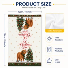 2/4/6/8 Pcs Scottish Highland Cow & Christmas Tree Tea Towels, Rustic Rectangular Kitchen Towels With Red Decor, Gold Bells And Comfort And Joy Lettering, Christmas Kitchen Accessories, Holiday Home Decor & Hostess Gift - Multicolor - View 3