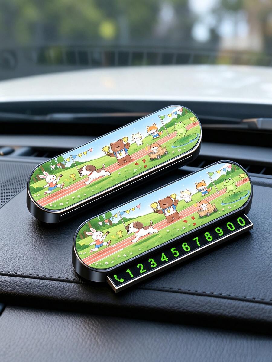 Small Animal Sports Meet Glasses Car Parking Phone Number Temporary Parking Sign Mobile Phone Number Plate Car Parking Phone Plate Glow-In-The-Dark Concealable - Retractable Hidden Parking Sign - View 1