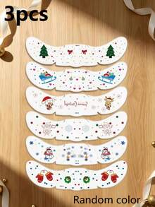 6/3/1pc Gold Glitter Freckle Christmas Face Tattoo Stickers, Cute Christmas Tree & Star Temporary Tattoos, Waterproof Elf Tattoos For Holiday Party, Cosplay, Christmas Decor - Multicolor - View 14