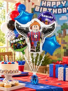 Roblox Winged Avatar 5-Piece Foil Balloon Set, Blue Star & Game Character Balloons, Gaming Birthday Party Supplies For Photo Backdrop, Cake Table, Game Room, Gift Area & Celebration - View 6