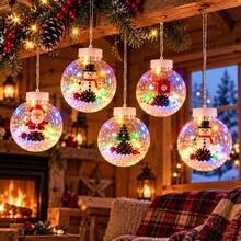 USB Powered Christmas Hanging Wish Ball Lights, Transparent Spheres With Mini Christmas Tree & Gift Ornaments, Warm LED Glow, Curtain Design For Bedroom & Porch Decor - Christmas Bauble - View 2