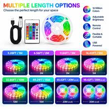 LED Strip Lights RGB, 24 Key IR Controller, USB Powered, Cuttable & Self Adhesive Tape, 3FT-98FT, For Bedroom ,TV Backlight Cabinet, Christmas Party Ambient Light - 24key RGB - View 6