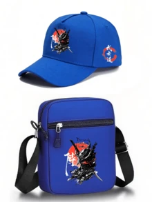 1 buah/2 buah Topi Baseball dan Tas Selempang Unisex Motif Bushido Hitam, Dapat Diatur Ukurannya, Hadiah untuk Diri Sendiri atau Teman - MultiWarna - View 9