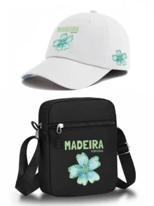 1件/2件裝「Madeira Portugal」花卉與字母印花中性街頭時尚戶外運動棒球帽與斜跨包，可調節，送給自己或朋友的禮物 - 彩色 - 查看 13