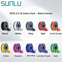 SUNLU PETG 2.0 Filament 10-Color Pack, Improved PETG 3D Printer Filament, 10 Rolls, Multi-Color PETG Filament Bundle - View 13