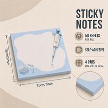 Set Kertas Tempel Bertema Laboratorium Sains, 4 Paket, Ukuran 3x3 Inci, 50 Lembar Per Paket, Cocok untuk Belajar, Penelitian, dan Hadiah Bertema Sains - Satu-Ukuran - View 2