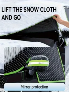 Car Front Windshield Snow Cover, Anti-Freeze Anti-Frost Anti-Snow Anti-UV Sun Shade, With Reflective Strip And Rearview Mirror Ear Cover, UV Protection And Snow Shield Function, Easy Installation And Durable, Ensures Winter Driving Safety And Flexible Design For Icy And Snowy Road Conditions - Glass Dome - View 11