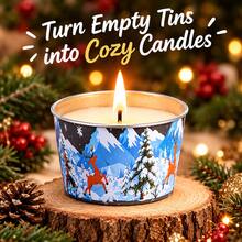 10pcs Festive Christmas Candle Jars, Assorted Metal Candle Tins With Lids, Santa Reindeer Snowman & Christmas Tree Designs, DIY Candle Making Containers For Holiday Gifts, Party Favors & Home Decor - Cupcake Liner - Christmas No. 4 - View 8
