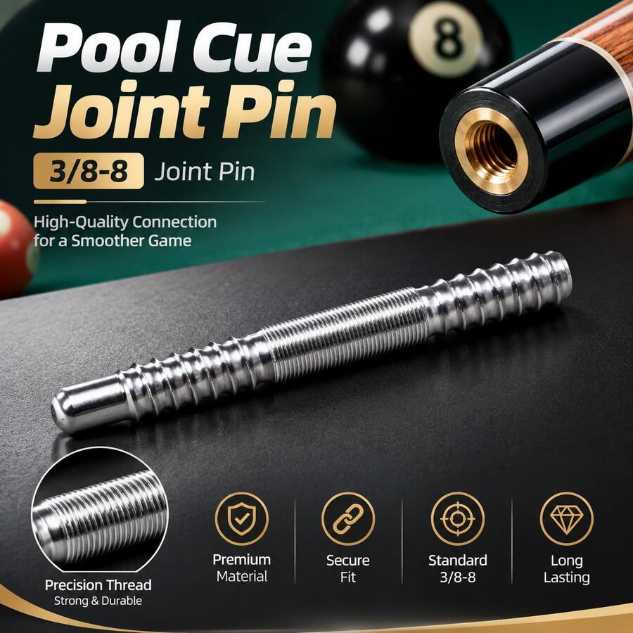 304 Stainless Steel 3/8-8 Billiard Cue Joint Pin, Durable Rust-Resistant Billiard Cue Threaded Connector, Suitable For Repair And Replacement - 3*8-8Radial Pin - View 1