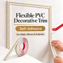 1pc 12MM*1/3/5M/39.37/118.11/196.85 Inch PVC Self-Adhesive Decorative Trim, Flexible Decorative Strip Suitable For Mirror Frame, Ceiling, Wall, TV Background Wall - Multicolor - View 3