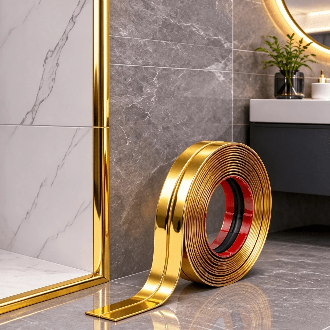 1 قطعة شريط زخرفي ذاتي اللصق لزاوية الجدار بطول 3 أمتار/118.11 بوصة، شريط فاصل جميل، شريط حماية بزاوية قائمة لبلاط السيراميك - C - مشاهدة 1