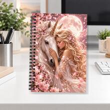 Rose Unicorn Girl Theme Spiral Bound Notebook, 30 Sheets/60 Pages Cream Inner Pages, Suitable For Daily Recording, Learning And Office, Unicorn Lover Birthday Christmas Gift - Rectangle - View 5