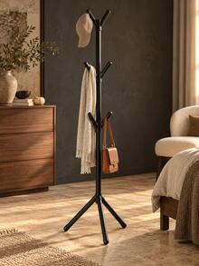 1pc Black & White Modular Tree-Shaped Standing Coat Rack, Easy Assembly Vertical Garment Rack, Triangular Stable Base, Multi-Prong Hook Design, Suitable For Bedroom, Entryway, Strong Load-Bearing, Can Store Coats, Bags, Hats, Minimalist Multi-Functional, Space-Saving, Practical Home Storage - Multicolor 2 - View 11