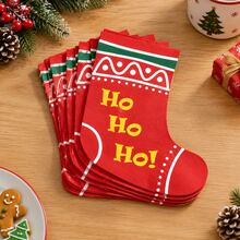 20/40/80/100 PCS Tisu Berbentuk Kaus Kaki Natal, Serbet Sekali Pakai Motif Kaus Kaki Merah yang Lucu, Dekorasi Meja Meriah, Cocok untuk Pesta Natal, Pertemuan Musim Dingin, dan Perayaan Natal - View 1