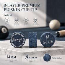 Blue 8-Layer Natural Pigskin Billiard Cue Tip - Navy Blue - View 1