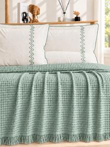 MADE IN TURKEY King Size Bedspread – 100%  Cotton – 200x220 Cm – Breathable &  Coverlet - Mint Green - View 3