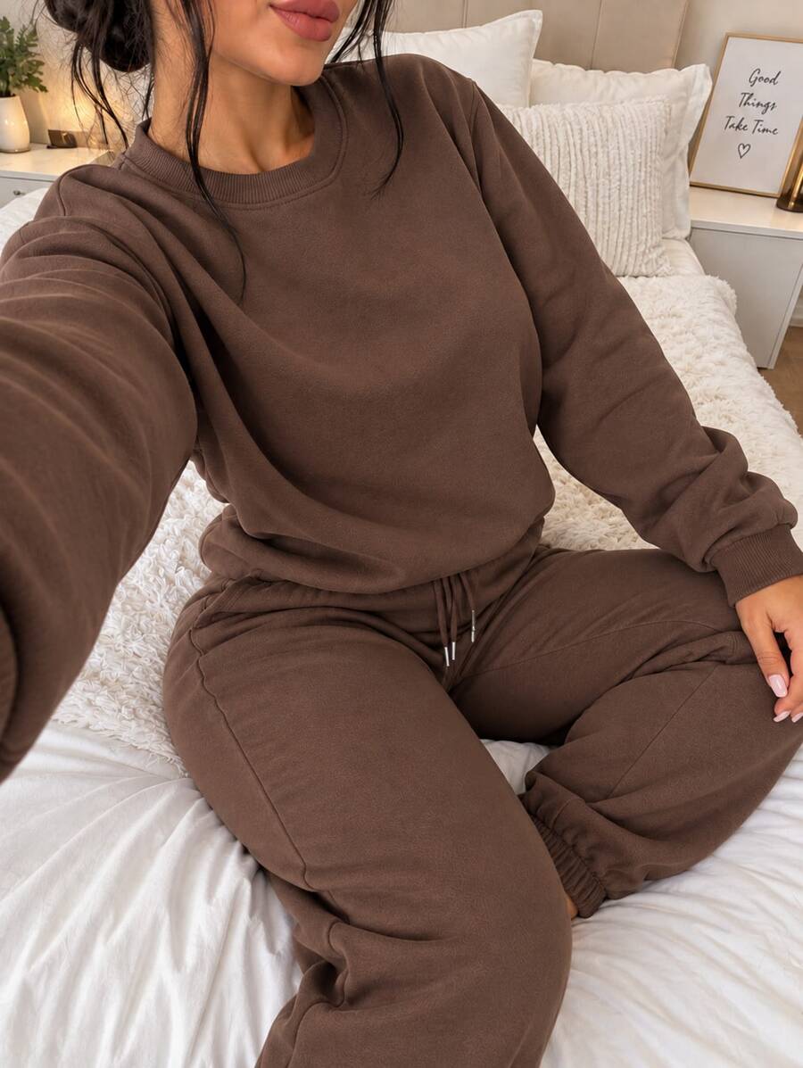 Women Two-Piece Outfits - Brown - View 1