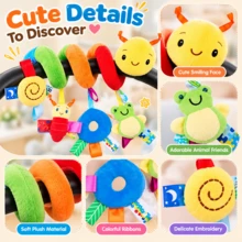 1 buah Mainan Gantung Spiral Bayi, Mainan Aktivitas Hewan Plush Warna-warni untuk Kereta Dorong dan Kursi Mobil dengan Cincin Kerincingan, Mainan Sensori Lembut di Samping Tempat Tidur, Cocok untuk Bayi Baru Lahir, Balita, Laki-laki dan Perempuan - Kuning - View 5