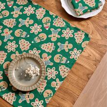 1/2/4pcs Christmas Tree Gingerbread Man American Vintage Rectangular Napkins Tea Towels, Christmas Atmosphere Printed Decorative Western Style Table Mats Napkins - Multicolor - View 7