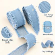 3mm/4mm/5mm Medium Blue Denim Ribbon 1.5m, Suitable For Gift Box Tying, Wreath Wrapping, Greeting Cards And Chair Back Decoration - Multicolor - View 3