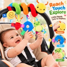 1 buah Mainan Gantung Spiral Bayi, Mainan Aktivitas Hewan Plush Warna-warni untuk Kereta Dorong dan Kursi Mobil dengan Cincin Kerincingan, Mainan Sensori Lembut di Samping Tempat Tidur, Cocok untuk Bayi Baru Lahir, Balita, Laki-laki dan Perempuan - Kuning - View 6