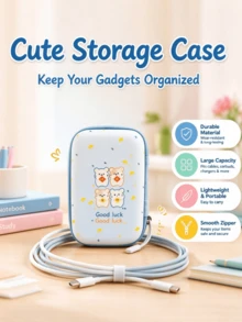 Portable Storage Bag, Earphone Case, Earbud Storage Box, USB Data Cable Organizer, Storage Pouch, Key Bag, Data Cable And Charger Organizer, Essential Travel Storage Bag For College Dorm, Christmas Gift - Cartoon Earphone Case - View 1