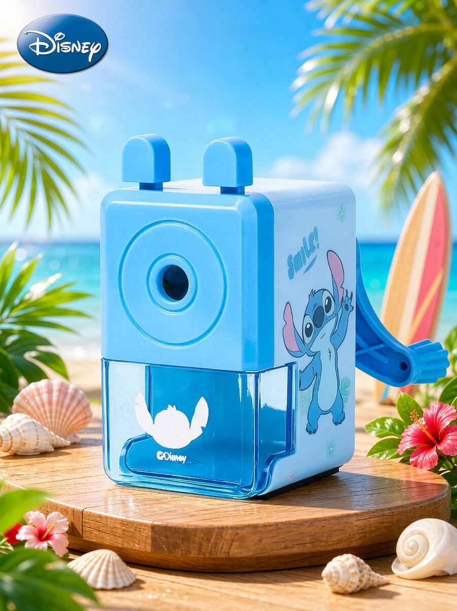 Monogram 1PC Disney Stitch Frozen Manual Pencil Sharpener, Hand-Crank Desktop Stationery, Office Decor For Lilo & Stitch Fans, Aesthetic Tabletop Accessories, Creative Gift For Friends - Blue - View 1