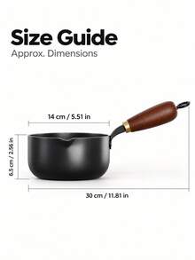 1PC 14cm Black Mini Saucepan With Wooden Handle, Pouring Spout And Hanging Loop, Small Cooking Pot For Heating Oil, Melting Butter And Preparing Sauces, Double-Rivet Handle Connection, No Lid, Kitchen Cookware,Pots And Pans,Cast Iron Frying Pan - View 6