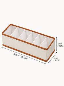 4pcs/Set 6-Grid Closet Storage Boxes, Suitable For Belts, Underwear And Socks, Home Decor Closet Organizer, Fabric Storage Bins With Brown Trim, Drawer Organizer, Keep Your Closet Tidy - Beige - View 8