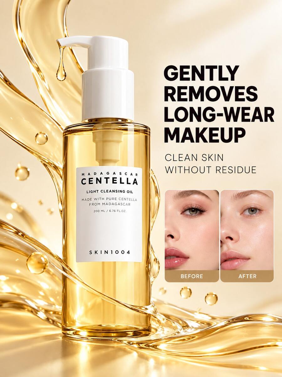 SKIN1004 Madagascar Centella Cleansing Oil, Lightweight Water-Like Texture, Gentle Cleansing And Soothing, Suitable For Full Face (Including Eyes And Lips), Ideal For Removing Party And Holiday Makeup - Cleansing Oil 200ml - View 1