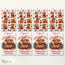 2/4/6/8pcs Christmas Highland Cow Hand Towels, Holiday Country Style Rectangular Decorative Kitchen Towels, Full Print Cow Pattern And "Welcome To The Kitchen" Text, Farm Animal Kitchen Decor, Winter Home Accessories, Christmas Hostess Gift - Multicolor - View 12