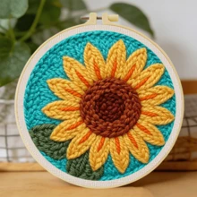 Scenery Theme Punch Needle Embroidery Kit, 1 Pack Cross Stitch Kits,DIY Embroidery Starter Kit For Adults & Beginners, DIY Needlepoint Kit With Embroidery Hoop Thread Needle For Craft Lover Birthday Gifts ,20*20cm/7.9*7.9in - Scenery Theme - View 5