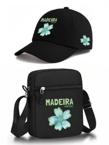 1件/2件裝「Madeira Portugal」花卉與字母印花中性街頭時尚戶外運動棒球帽與斜跨包，可調節，送給自己或朋友的禮物 - 彩色 - 查看 14
