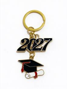 1/2/10pcs Creative 2027 Digital Graduation Cap Keychain, Bachelor's Cap Certificate Pendant, Commemorative Small Gift Backpack Charm, Metal Oil Drip Pendant Student Backpack Accessory Commemorative Gift, Bachelor's Cap Certificate Oil Drip Keychain Backpack Charm Accessory, Small Gift For Classmates, Best Friends And Friends - Multicolor - View 8