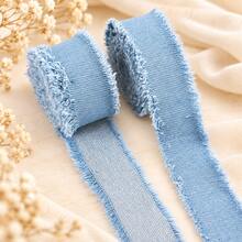 3mm/4mm/5mm Medium Blue Denim Ribbon 1.5m, Suitable For Gift Box Tying, Wreath Wrapping, Greeting Cards And Chair Back Decoration - Multicolor - View 1