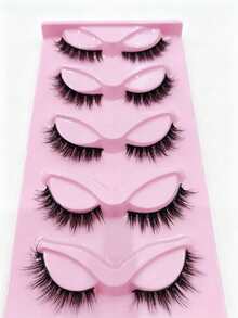 5Pairs False Eyelashes, Faux Mink Natural False Eyelashes, Classic Volume Eyelash, Soft Strip Eyelash, Strip Lashes, Eyelashes, Christmas, Parties, Birthdays, Etc. - Black - View 6