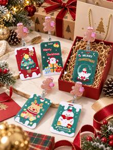 Christmas Badge Card Holder Set Retractable Reel Beautily ID Card Holders For Nurse Teacher Student Office Worker Xmas Gift - Multicolor - View 1