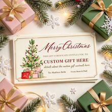 Customizable Christmas Gift Certificates: Personalized Text, Christmas Party Favors, Holiday, Commemorative Cards, Decorative Gift Vouchers - Card - View 3